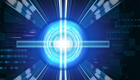 Futuristic technology interface with glowing lines. Hi-tech backgroundの素材
