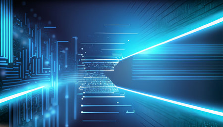 Abstract technology background, glowing lines and light effects. Vector illustration.の素材