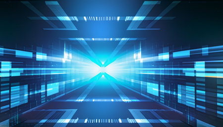 Futuristic technology abstract background, 3D rendering with DOFの素材