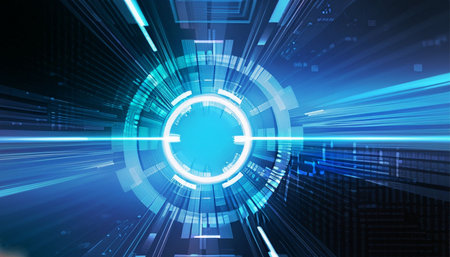 Abstract blue digital technology background. Vector illustration. Hi-tech concept.の素材