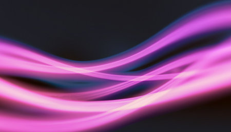 abstract background with smooth lines in pink and purple colors on blackの素材