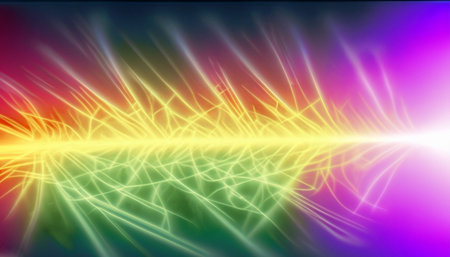 Futuristic abstract background design with glowing lines and sparkles.の素材