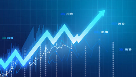 financial stock market graph on digital screen, business financial investment concept, 3d renderingの素材