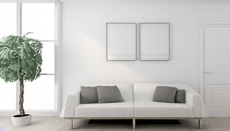 Modern bright interiors 3D rendering illustration  - computer generated imageの素材