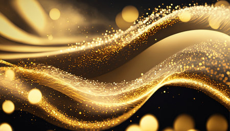 Golden abstract background with bokeh defocused lights. Vector illustrationの素材