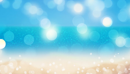 Blurred beach background with bokeh lights. Vector illustration.の素材