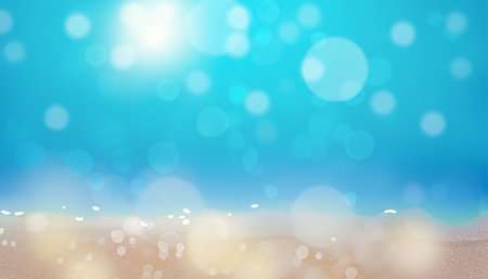 Sea background with bokeh defocused lights. Vector illustration.の素材