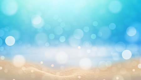 Blurred summer beach background with bokeh lights. Vector illustration.の素材