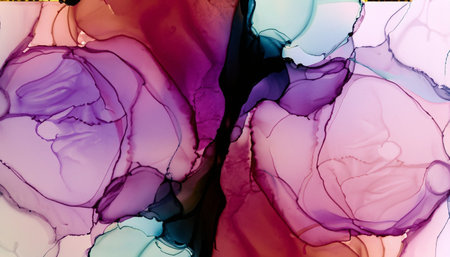 Alcohol ink abstract background. Multicolored paint liquid texture.の素材