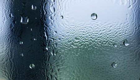 Water drops on the window, close-up. Rainy dayの素材