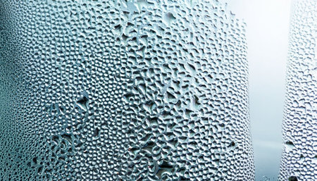 Water drops on glass, raindrops on the window, close-upの素材