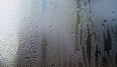 Condensation on the window, rain drops on the glass, abstract backgroundの素材