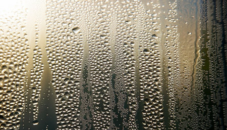 Condensation on the window, water drops on the glass, abstract backgroundの素材