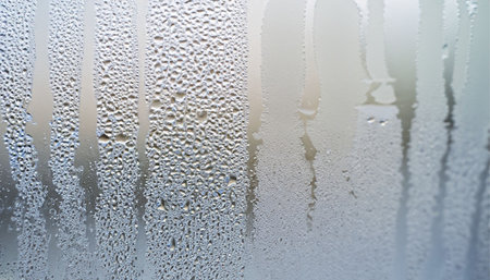 Condensation on the window, water drops on the glass, abstract backgroundの素材