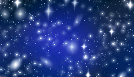 Stars and sparkles on a dark blue background. Vector illustration.の素材