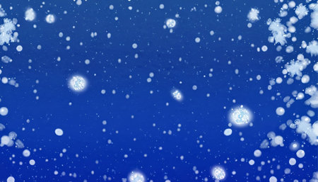 Snowflakes on a blue background. Winter background with snowflakes.の素材