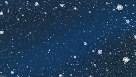 Snowflakes on a blue background. Snowfall. 3D illustrationの素材