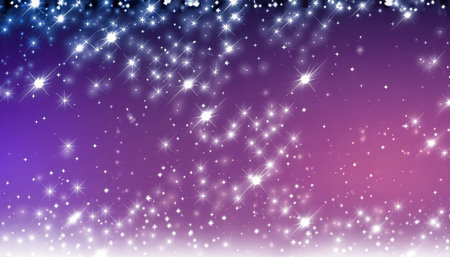 Christmas background with snowflakes and stars in purple and blue colorsの素材