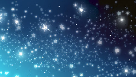 Christmas snowflakes and stars on a dark blue background. Vector illustration.の素材
