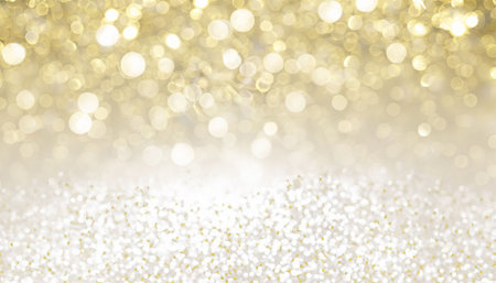 golden glitter christmas abstract background with bokeh defocused lightsの素材