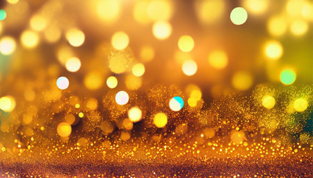 Abstract gold bokeh background. Christmas and New Year concept.の素材