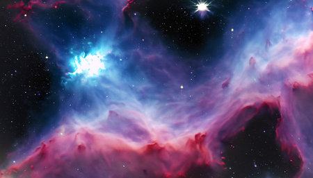Nebula and stars in outer space showing the beauty of space exploration.の素材