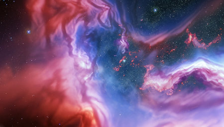 Nebula and stars in outer space showing the beauty of space exploration.の素材