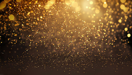 golden glitter vintage lights background. gold and black. de focusedの素材