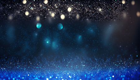 glitter vintage lights background. silver, blue and black. de-focusedの素材