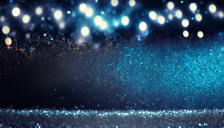 glitter vintage lights background. silver, blue and black. de-focusedの素材