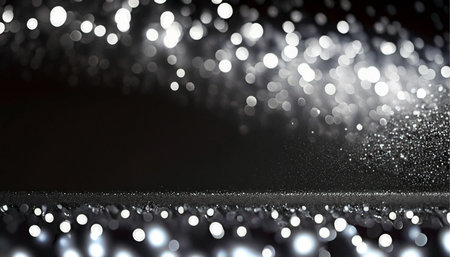 background of abstract glitter lights. silver, black and white. de focusedの素材