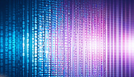Digital binary code background. 3d rendering toned image double exposureの素材