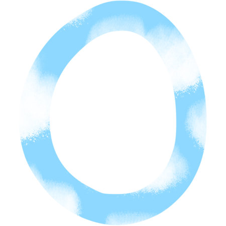 Letter O watercolor hand painted font. Blue letter on white background.の写真素材