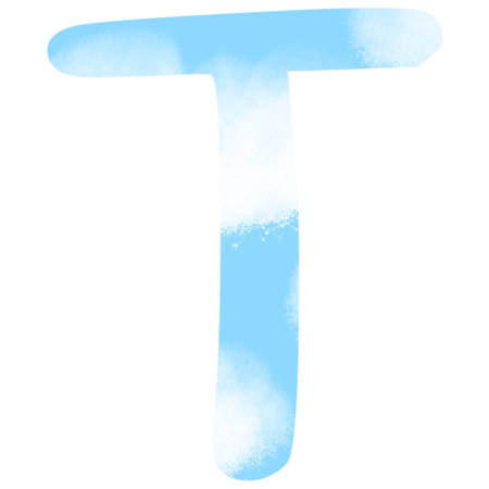 T - Watercolor Capital Letter Isolated on a White Background.の写真素材