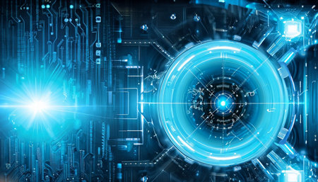 Abstract technology circuit background. 3d rendering toned image double exposureの素材