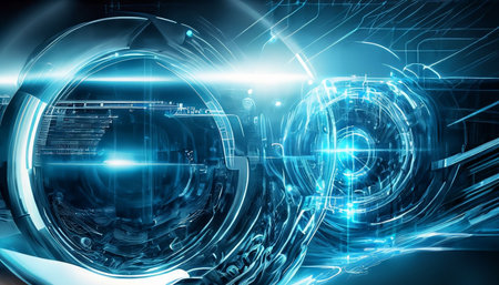 3D rendering of abstract technology concept. Hi-tech digital backgroundの素材