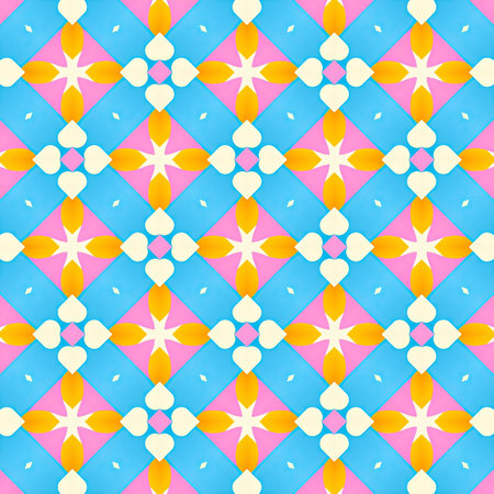 Seamless geometric pattern in blue and yellow colors. Vector illustration.