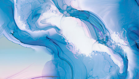 abstract background with blue and white acrylic paint, digitally generated imageの素材