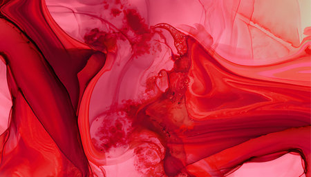 Abstract paint background. Alcohol ink in water. Red and black colors.の素材