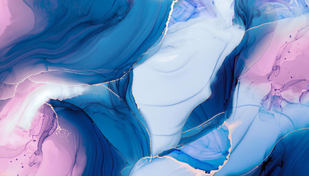 Abstract background of acrylic paint in blue and pink tones. Fragment of artworkの素材