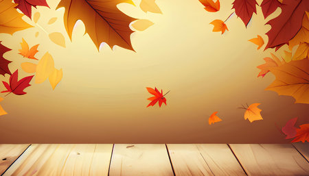 Autumn leaves on wooden background. Vector illustration. Eps 10.の素材