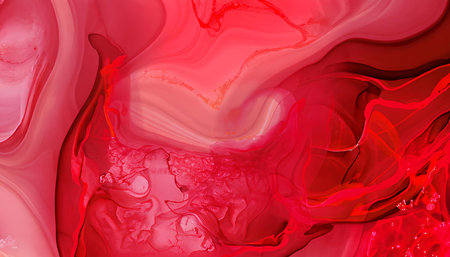 Abstract background of red and pink acrylic paint in the shape of a heartの素材