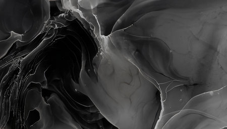 Black and white abstract background. Liquid marble pattern. Monochrome texture.の素材
