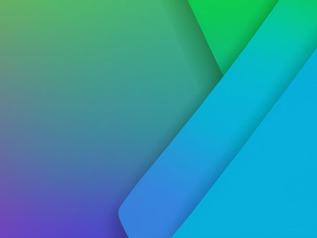 Abstract background with paper layers in green, blue and purple colors.の素材