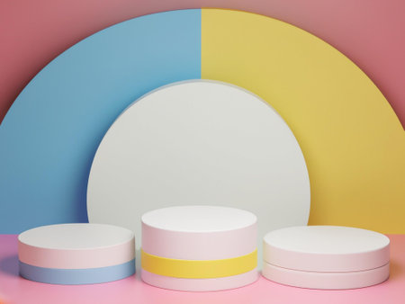 3d render of minimal geometric forms, podiums for your designの素材
