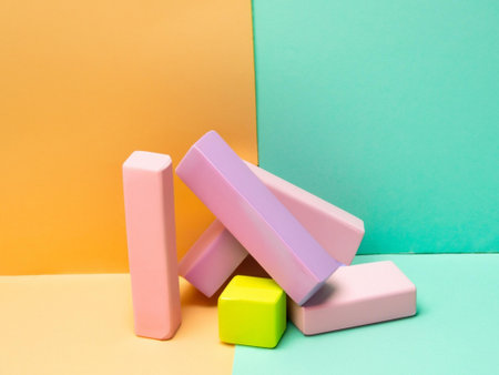 Colorful plasticine on colorful background. Minimal creative concept.の素材
