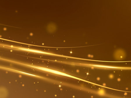 abstract golden background with smooth lines and sparkles, vector illustrationの素材