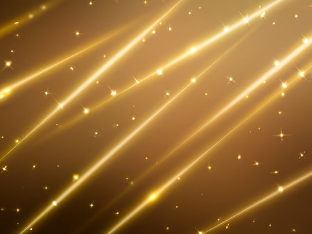 Abstract gold background with light rays and stars. Vector Illustration.の素材