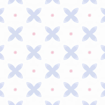 Seamless pattern with blue butterflies on white background. Vector illustration.の写真素材