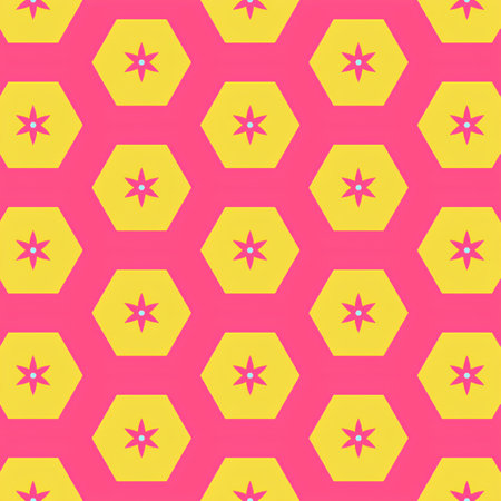 Seamless pattern with stars on pink background. Vector illustration.の写真素材